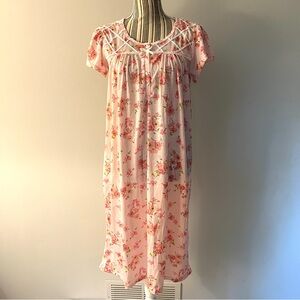 NWT! Vintage Pink Label Cotton Floral Lace Nightgown Pink Medium Satin